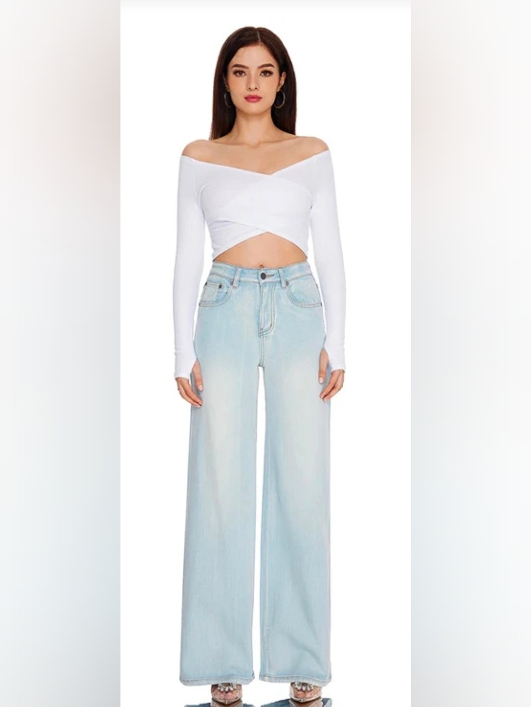 Canana High-Rise Baggy Wide Leg Jeans In Light Blue Wash Size 25